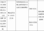 太保寿险上饶中心支公司被罚14万元：因利用保险经纪人从事以虚构保险中介业务方式套取费用