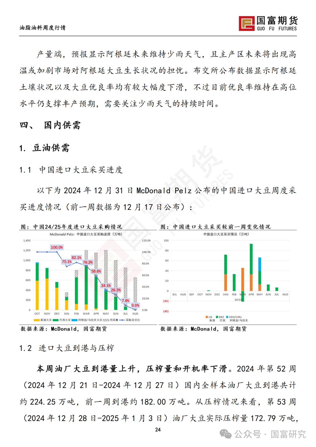 【国富豆系研究周报】南美未来天气分化 阿根廷大豆产量现隐忧