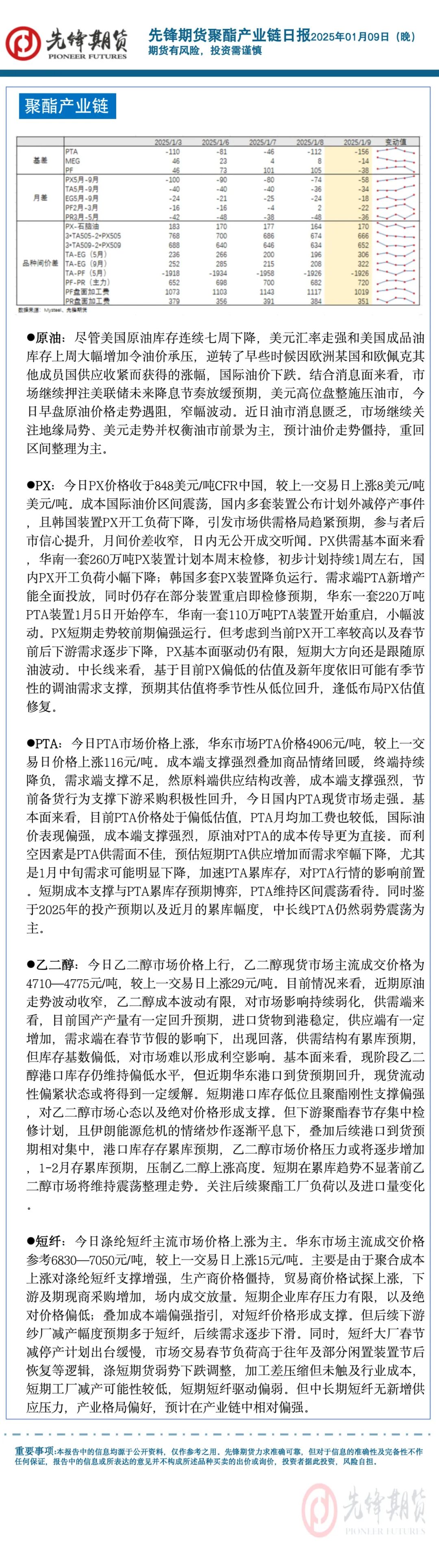 商品市场情绪稍有回暖，聚酯链补涨反弹：PX以及PTA期货领涨商品